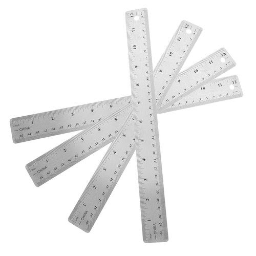 Housoutil 4pcs Cork Stainless Steel Ruler Scale Rulers Meter Stick Metal Ruler Centimeters Ruler Cork Backed Ruler Pocket Ruler Students Cork Backing Rulers Cartoon Wooden Office Edge