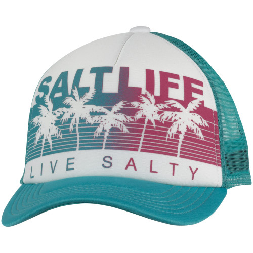 Salt Life Palm Promenade Youth Trucker Mesh Hat, Tropical Teal, OSFM