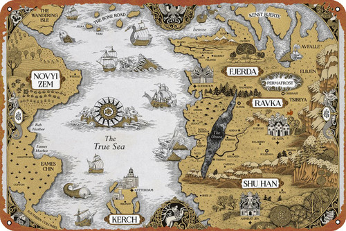 Map Of Shadow And Bone Movie Poster Metal Tin Sign Wall Decor Signs,Retro Art Decor Metal Plaque Art 8x12 Inch