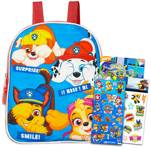 Paw Patrol Backpack for Boys Bundle ~ Premium 11" Paw Patrol Mini School Bag for Toddlers with Stickers and Tattoos (Paw Patrol School Supplies)
