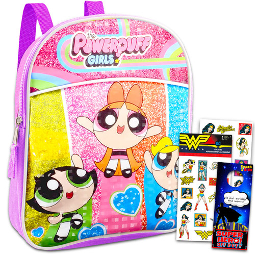 Powerpuff Girls Mini Backpack 3 Pc Bundle With 11 inch Powerpuff School Bag For Girls, Toddlers, Kids with Stickers and More School Supplies