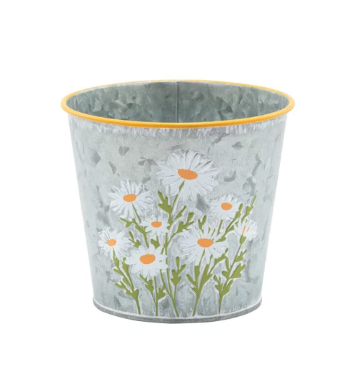 The Bridge Collection Daisy Galvanized Metal Planter/Pot Cover