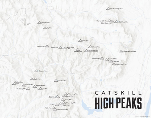 Catskill High Peaks Map 11x14 Print (Gray)