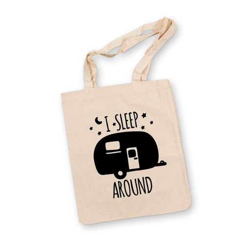 Funny Camper RV Tote Bag I Sleep Around Natural Tote Funny Camper RV Tote Bag I Sleep Around Natural Tote