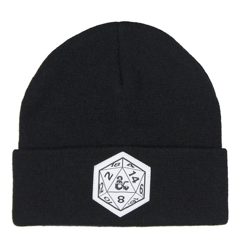 Dungeons and Dragons Beanie d20 Dice Cuff Kit Beanie Hat Skull Cap Black