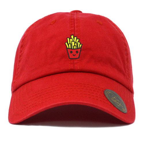 Love Sketches French Fries Embroidered Classic Polo Baseball Cap Low Profile Dad Cap Hat (Red)