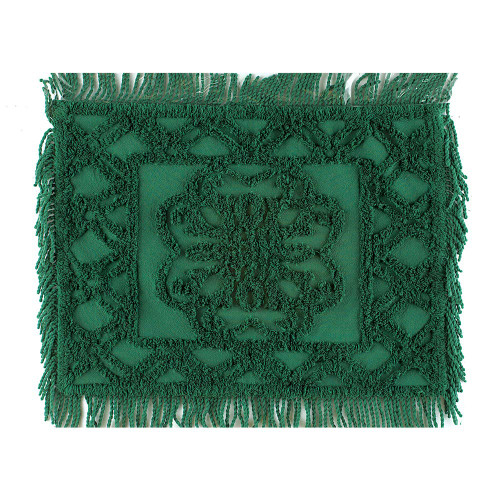 Collections Etc Elegant Chenille Lattice Scroll Design with Fringe Pillow Sham, Green, Sham