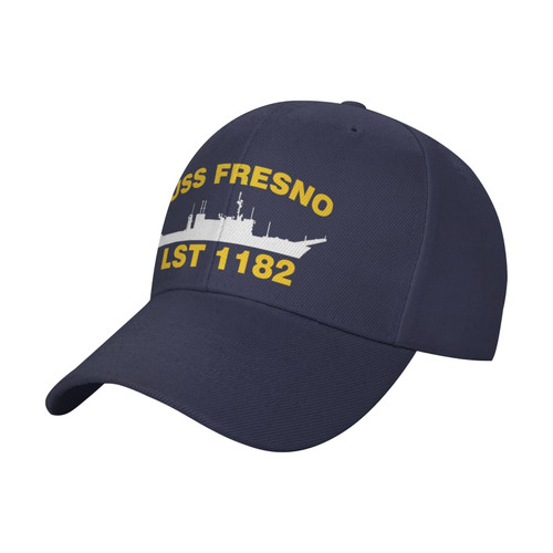 XtrAem USS Fresno Lst 1182 Baseball Cap Mens Military Hat Dad Hats Trucker Cap Navy Blue