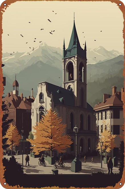 Chambery pixel art Map Posters Retro Metal tin Sign Halloween Tin Sign,Cave,Bar,Club, Home Wall Art Metal Tin Sign 8x12 inches