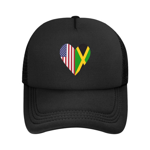 fwoeqiz Jamaican-American-Flag Mesh Hat Baseball Cap Golf Sun Cap Dad Hats Adjustable for Men Women Black