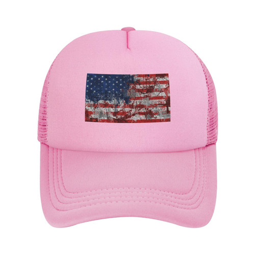 fwoeqiz Deplorable-American-Flag Mesh Hat Baseball Cap Golf Sun Cap Dad Hats Adjustable for Men Women Pink