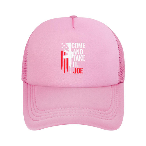 fwoeqiz Come and Take Joe Mesh Hat Baseball Cap Golf Sun Cap Dad Hats Adjustable for Men Women Pink