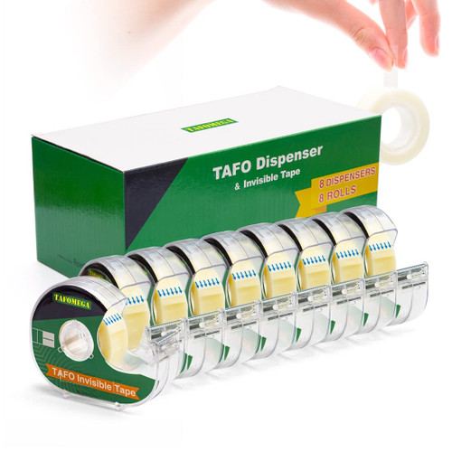 Tape for Wrapping Gifts, 8 Rolls Wrapping Tape for Presents, Frosted Writable Invisible Gift Tape Gift Wrapping Tape with Dispenser,7/10 X 800 Inches