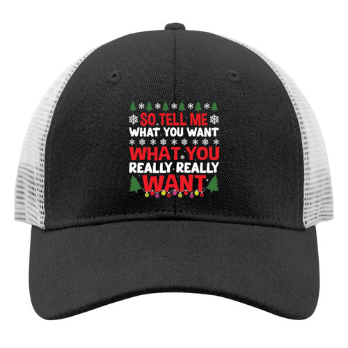 so Tell me What You Want What You Really Really Want Hats for Women Christmas Beach Trucker Caps for Mens Gym Hats Adjustable Sun Hats