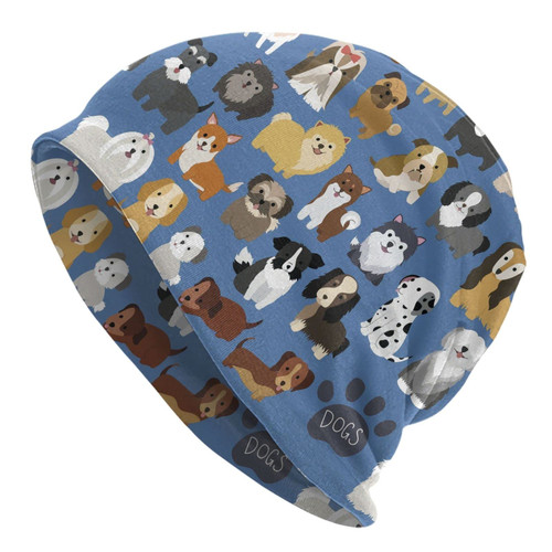 SDERDZSE Cute Dog Pattern Hat Beanie Cap Warm Knit Winter Skull Stretch Hats for Men Woman
