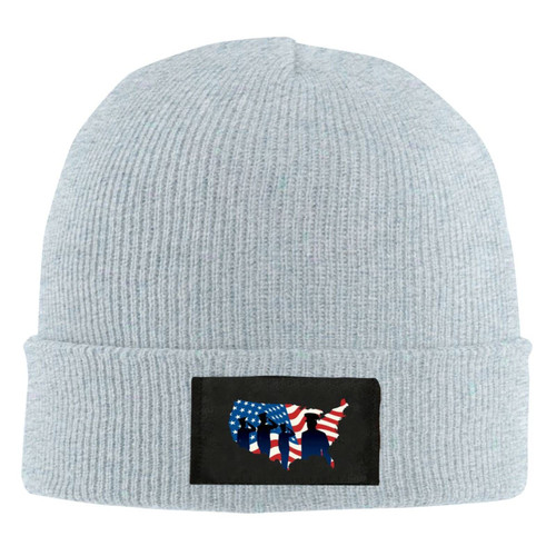 Bailunder Veterans Day Slogan Beanie Hat for Men Women Winter Cuffed Beanies Knit Cap Warm Ski Hats Gray
