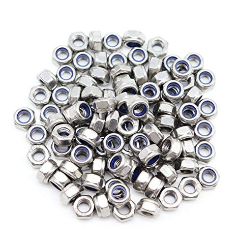 binifiMux 100pcs 304 Stainless Steel M6-1.0 Nylock Nylon Inserted Self Locking Nut, A2-70 Silver