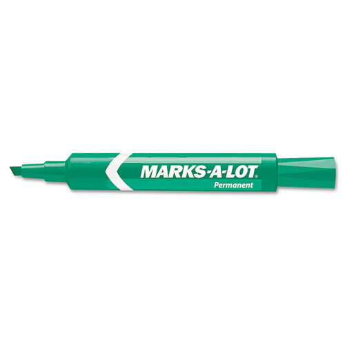 AVERY 07885 Marks-A-Lot Chisel Tip Permanent Marker, Green Ink, 12 Each/Dozen