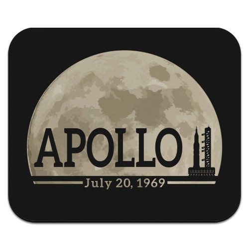 NASA Apollo 11 Moon with Saturn V Rocket and Launchpad Low Profile Thin Mouse Pad Mousepad