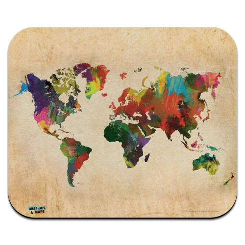 Colorful Rainbow Map of The World Earth Globe Low Profile Thin Mouse Pad Mousepad