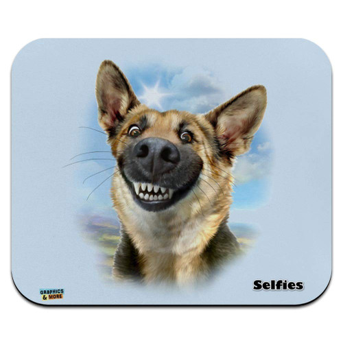 German Shepherd Dog Selfie Low Profile Thin Mouse Pad Mousepad