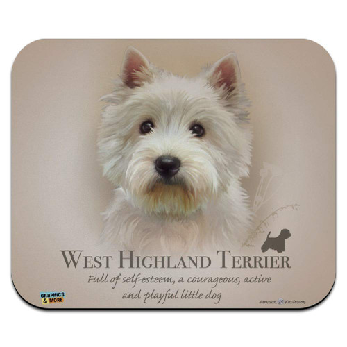 West Highland Terrier Westie Dog Breed Low Profile Thin Mouse Pad Mousepad