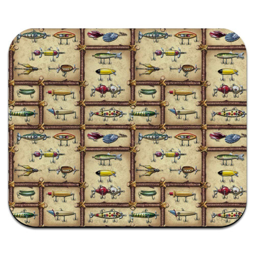 Antique Lures Fish Fishing Stream Fly Low Profile Thin Mouse Pad Mousepad