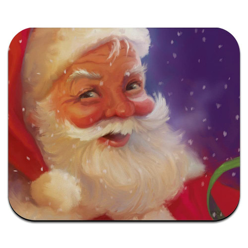 Christmas Holiday Santa Snow Flurries Low Profile Thin Mouse Pad Mousepad