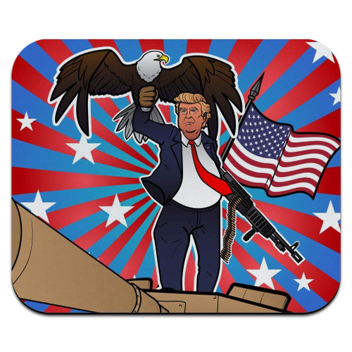 Patriotic Donald Trump with Eagle American Flag Gun Low Profile Thin Mouse Pad Mousepad