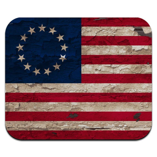 Rustic Betsy Ross 1776 Distressed American Flag Low Profile Thin Mouse Pad Mousepad