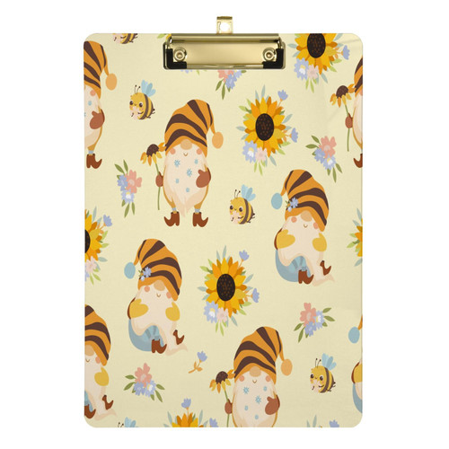 Sunflowers Honey Bees Gnomes Clip Board A4 Letter Size for Medical clipboard Medical clipboard Gold12x9in