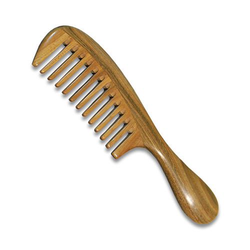 Yuutbiu Wide Tooth Comb for Curly Hair, Wooden Hair Comb with Handle, Green Sandalwood Detangling Comb