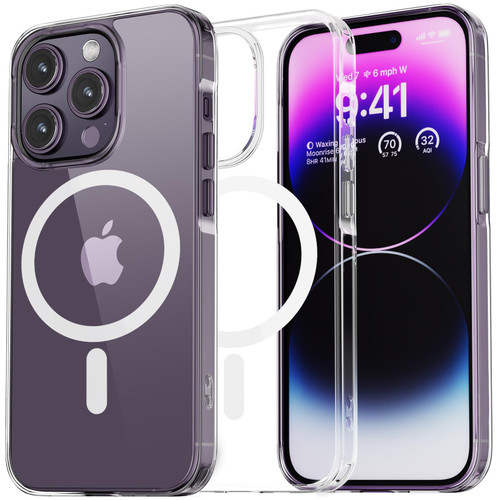 Asukin for iPhone 14 Pro Max MagSafe Case, [Strong Magnet] [10FT Military-Grade Protection] [Non-Yellowing] Slim Promax Bumper Phone Case Mag Safe Thin Cover for Apple 14pro Max 6.7" (Magnetic Clear)