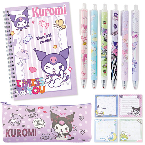 LAMPYRIS Cute School Supplies Kawaii Anime Cartoon Stationery Gift Set For Girls Kids Including Spiral Notebook Gel Pen Pencil Cse Sticky Note?purple?