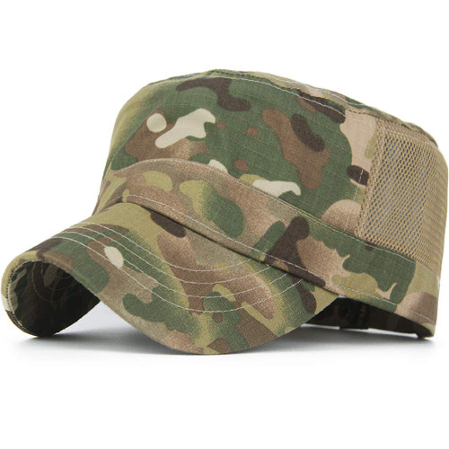 Rayna Fashion Mesh Snake Camouflage Camo Cadet Army Cap Adjustable USA American Flag Military Hat Flat Top Baseball Sun Cap Woodland