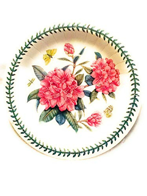 Portmeirion Botanic Garden Rhododendron Coated Paper Lunch Dessert Plates 8 Count