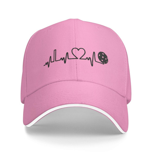 Pickleball Heartbeat Gifts Pink Baseball Hats Dad Hat Unisex Cotton Distressed Vintage Baseball Cap