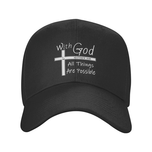 Christian Faith Jesus-with God All Things are Possible Baseball Cap for Men Women Adjustable Dad Trucker Hat Outdoor