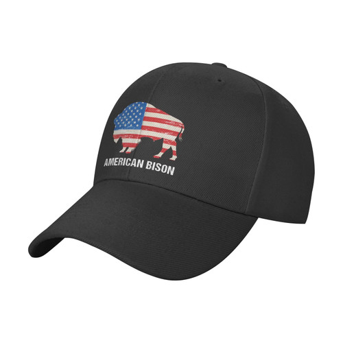 CONFORTRIDE American Flag Bison,Funny Baseball Cap Plain Trucker Hat Fitted Dad Hat for Men Women