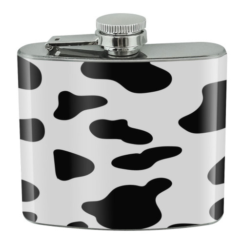 Cow Print Black White Stainless Steel 5oz Hip Drink Kidney Flask