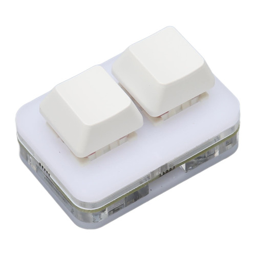 2-Key Gaming Keyboard, Mini USB Wired RGB Mechanical Keypad Programming Macro OSU HID Standard Keyboard with RGB LED Backlight, Copy and Paste (White)
