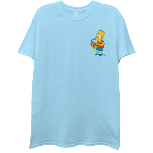 The Simpsons Men's Bart Simpson Classic Shirt Homer, Bart, Lisa Tee Embroidered Chest T-Shirt (Light Blue, X-Large)