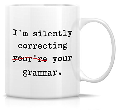 Retreez Funny Mug - I'm silently correcting your grammar 11 Oz Ceramic Coffee Mugs - Funny, Sarcasm, Sarcastic, Motivational, Inspirational birthday gifts for friends, coworkers, siblings, dad or mom.