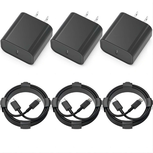 ABCSQUAD iPhone 14 13 12 Fast Charger 20W PD USB C Wall Charger 3-Pack 6FT Cable Fasting Charging Adapter Compatible with iPhone 14 Pro Max/13 Pro Max/12 Pro Max/11 Pro/XS Max/XR/X-Black