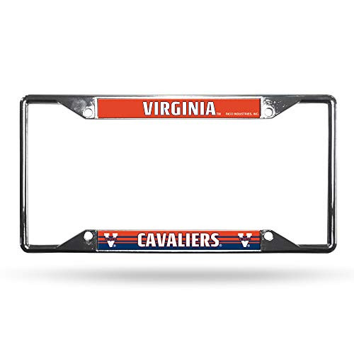 Rico Industries NCAA Virginia Cavaliers Easy View Chrome License Plate Frame, 6" x 12", Silver