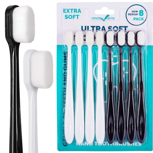 Extra Soft Toothbrush, Nano Toothbrush For Sensitive Gums, Extra Soft Toothbrushes Adult Sensitive Teeth Manual, Ultra Soft Toothbrush for Extra Protection Gum Care, Perfect for Kids & Adults (8 Pack)