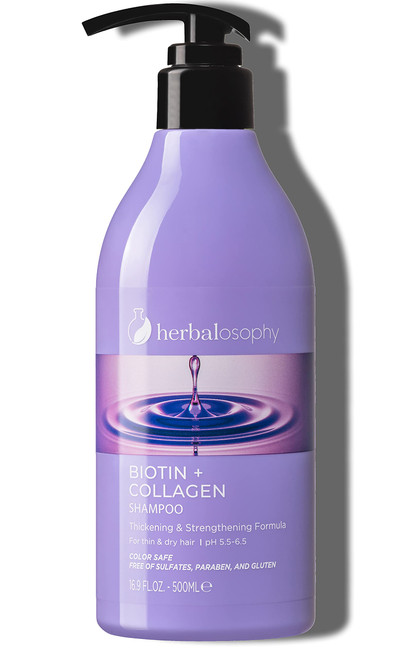 16.9 Fl Oz Biotin & Collagen Shampoo, Hair Growth Thickening Shampoo, Repair Dry, Damaged Thinning Hair, Infused with Vitamin B7 & Argan Oil, Free of Sulfate, Parabens and Gluten