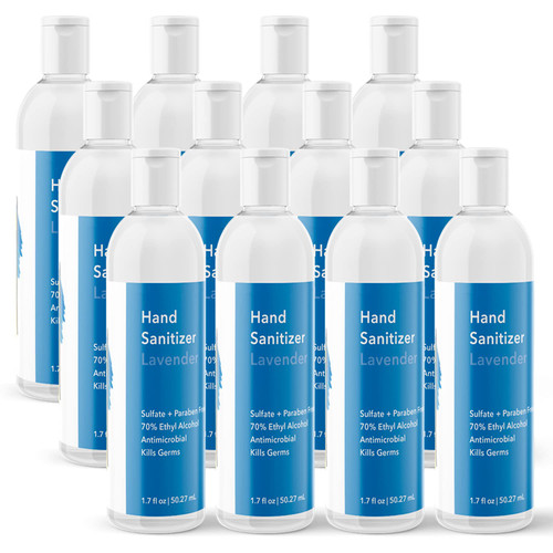 Hyalolex Hand Sanitizer Gel Lavender Scented 1.7oz 70% Ethyl Alcohol - For Travel, Workplace, Outdoors, Gym, School - Pocket Size (Case of 12)