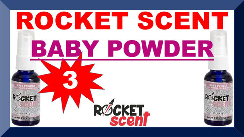Rocket Scent 100% Concentrated Oil Base AIR FRESHENER & Odor Eliminator 1oz (Made in USA) (Baby Powder) LOT of 3