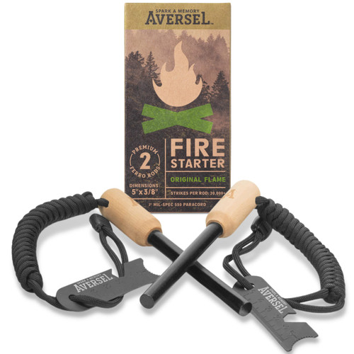 AVERSEL Fire Striker Ferro Rods - 5x3/8 in Original Flame Ferro Rod Fire Starter Kit - Flint and Steel Fire Starter Survival Tool Kit for Bushcraft Survival - Flint and Steel Fire Starter Kit